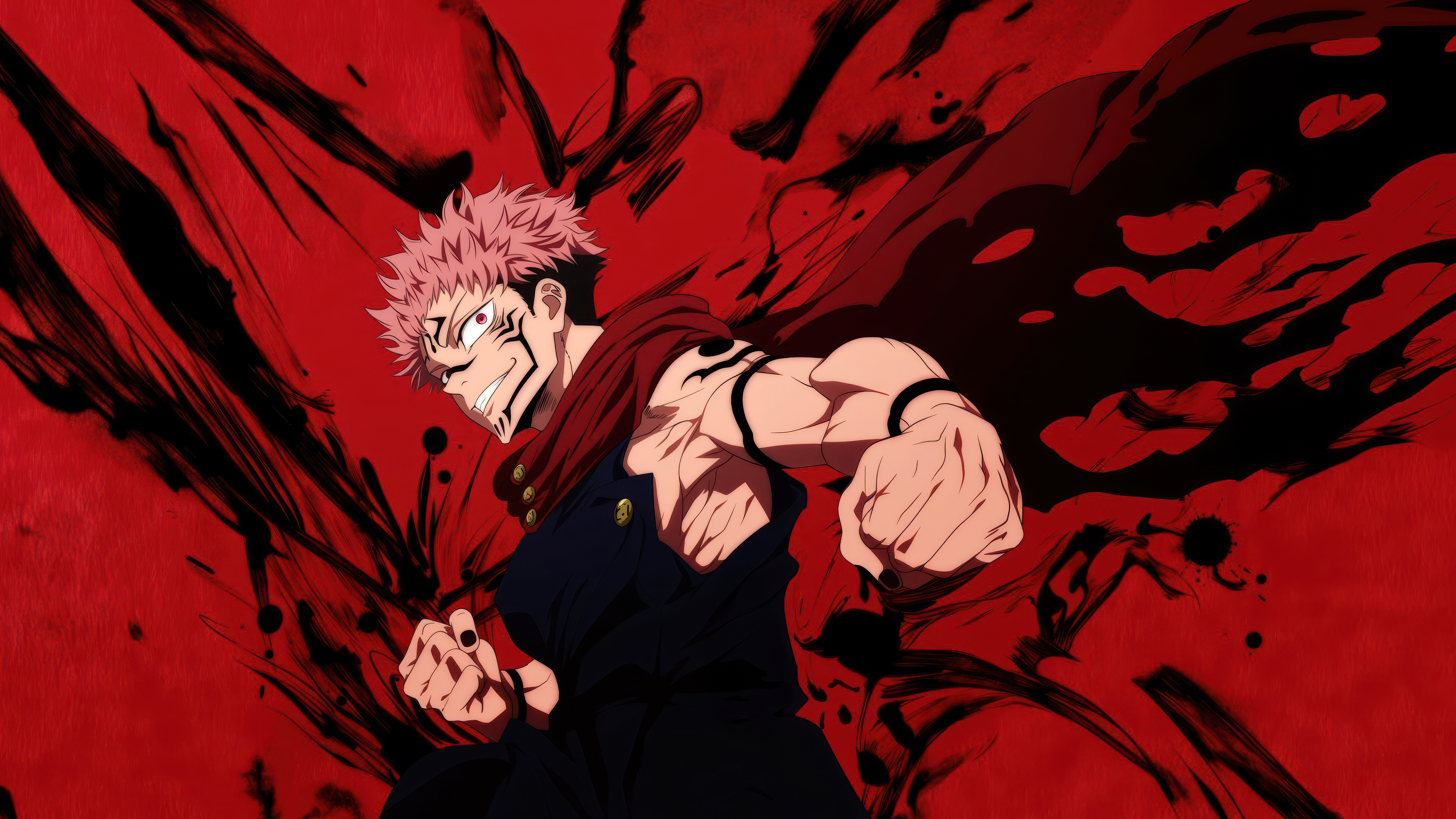 Sukuna, Roter Hintergrund, Jujutsu Kaisen, 5K