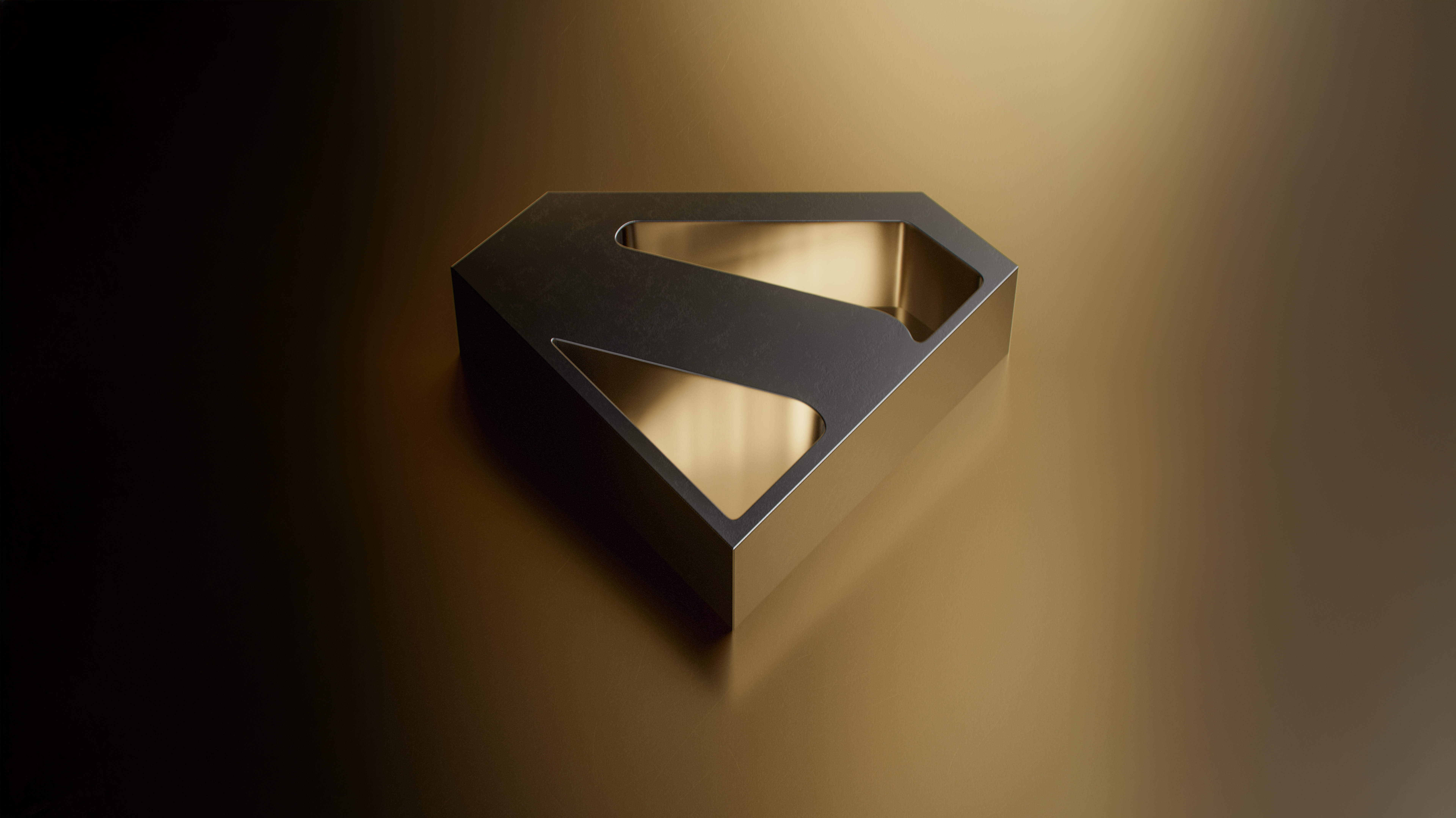 Superman, Golden, Minimalistisch, Schwarz und Gold, 5K, 8K, Logo