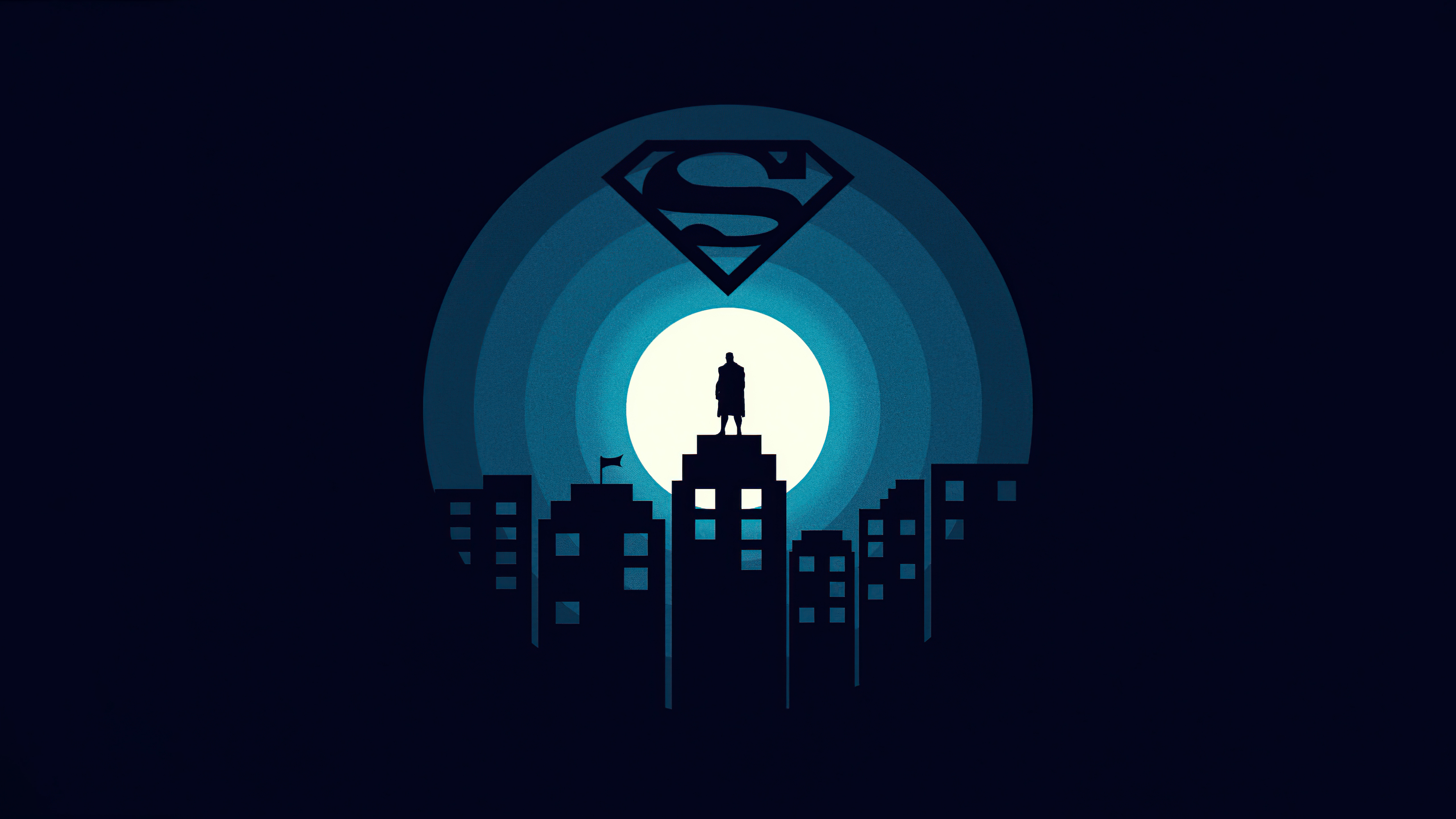 Superman, Minimalistische Kunst, DC Superhelden, Dunkler Hintergrund, 5K, Einfach