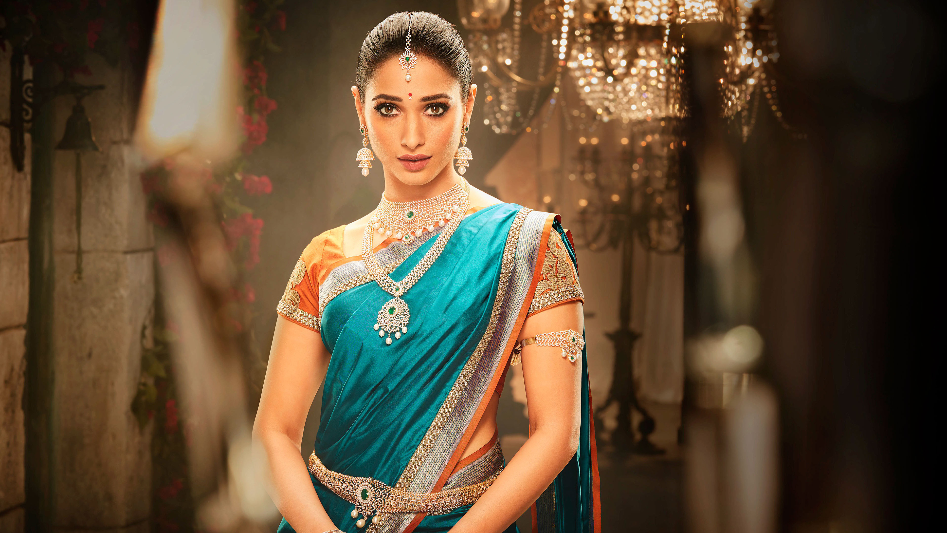 Tamanna Bhatia, Traditionell, Indische Schauspielerin, Bollywood-Schauspielerin, Telugu-Heldin, Tollywood, Schmuck, Saree