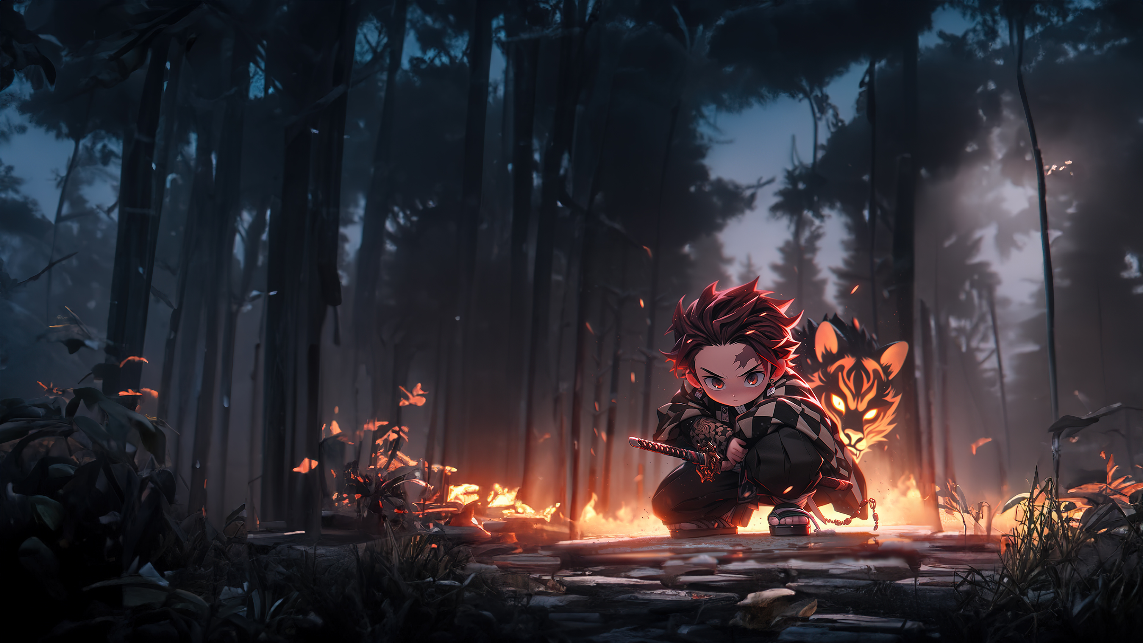 Tanjiro Kamado, Süßer Anime, KI-Kunst