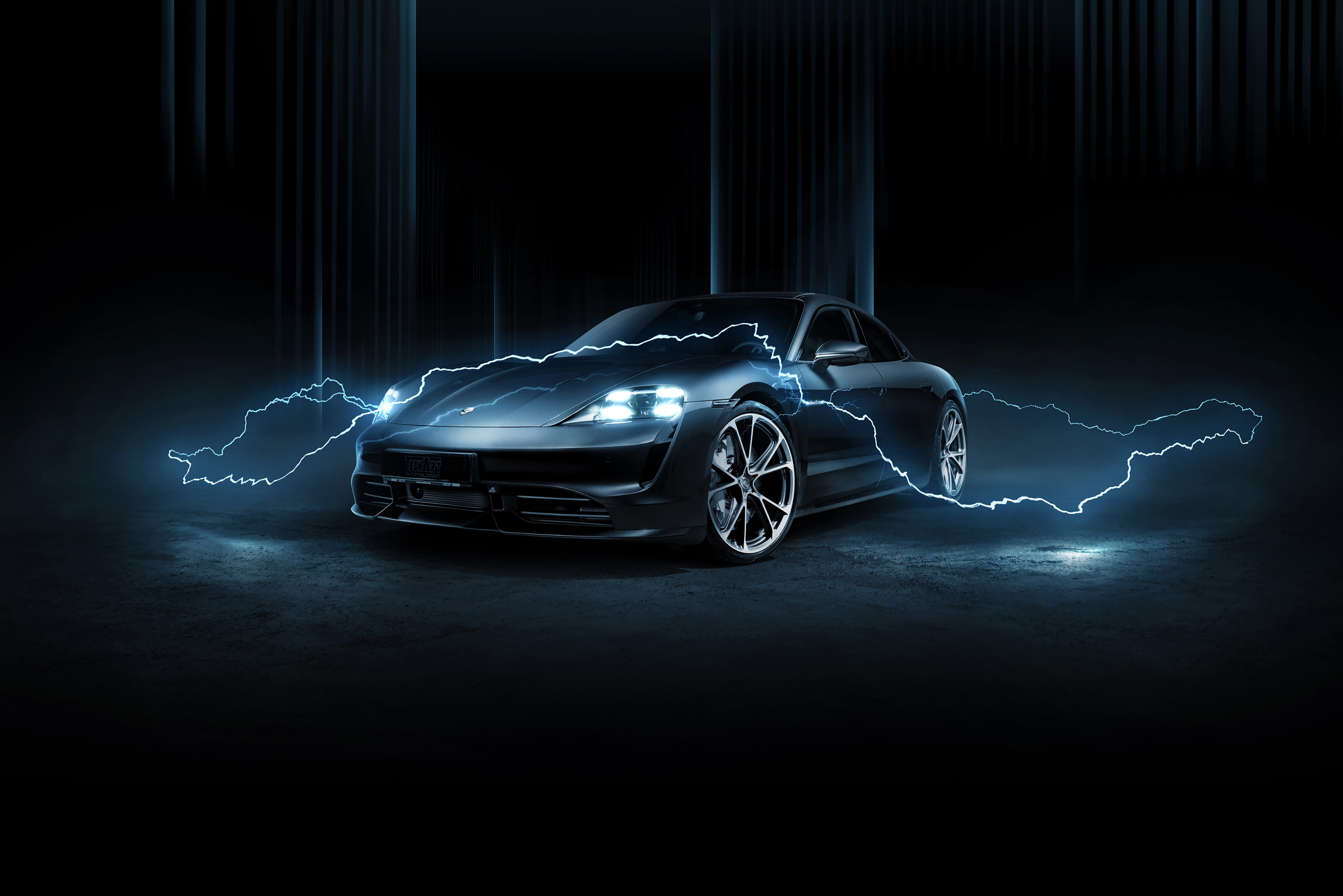 TechArt, Porsche Taycan Turbo, 2020, Dunkler Hintergrund