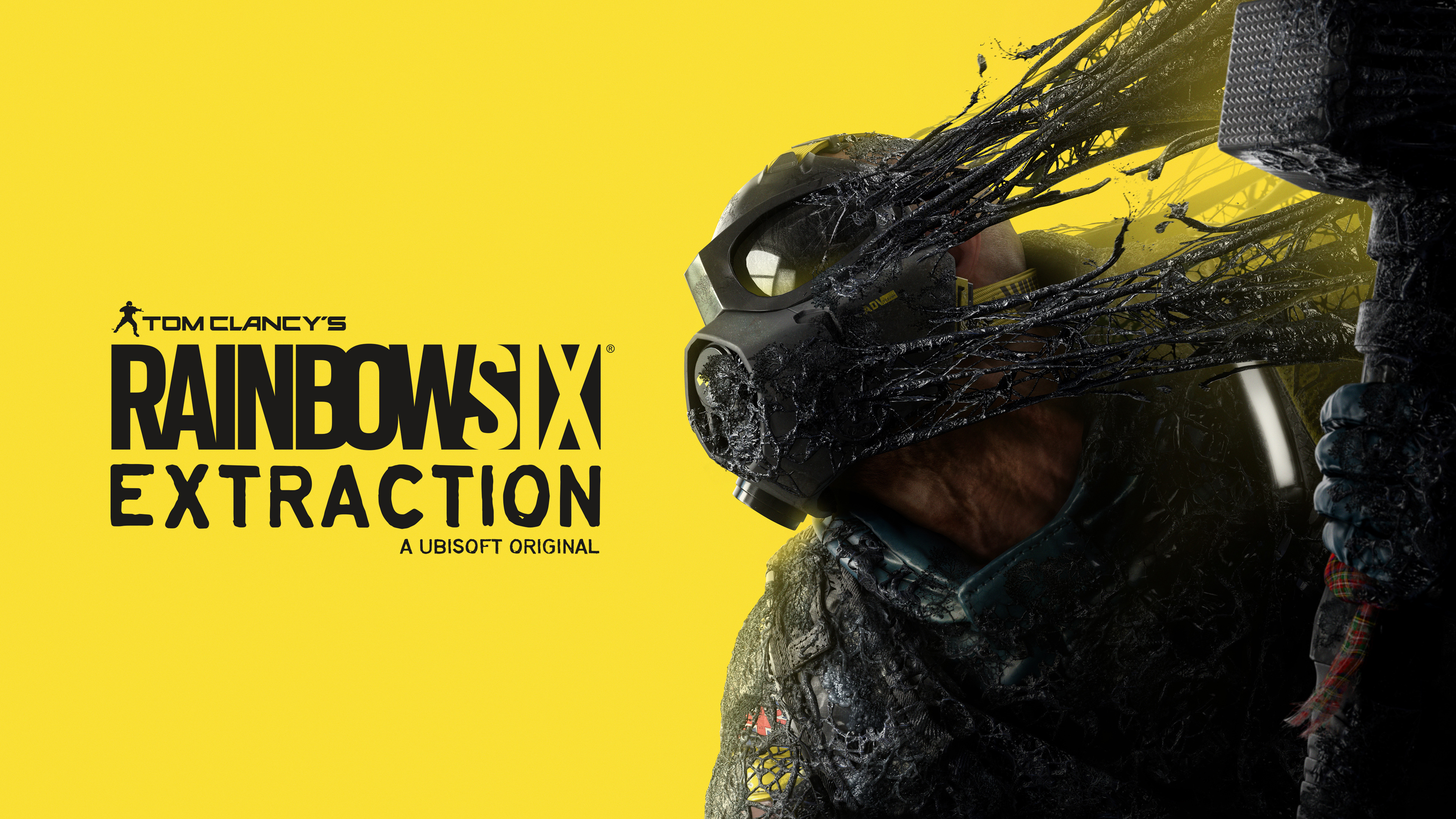 Tom Clancy's Rainbow Six Extraction, E3 2021, Spiele von 2021, Gelber Hintergrund, PC-Spiele, PlayStation 4, PlayStation 5, Xbox One, Xbox Series X und Series S