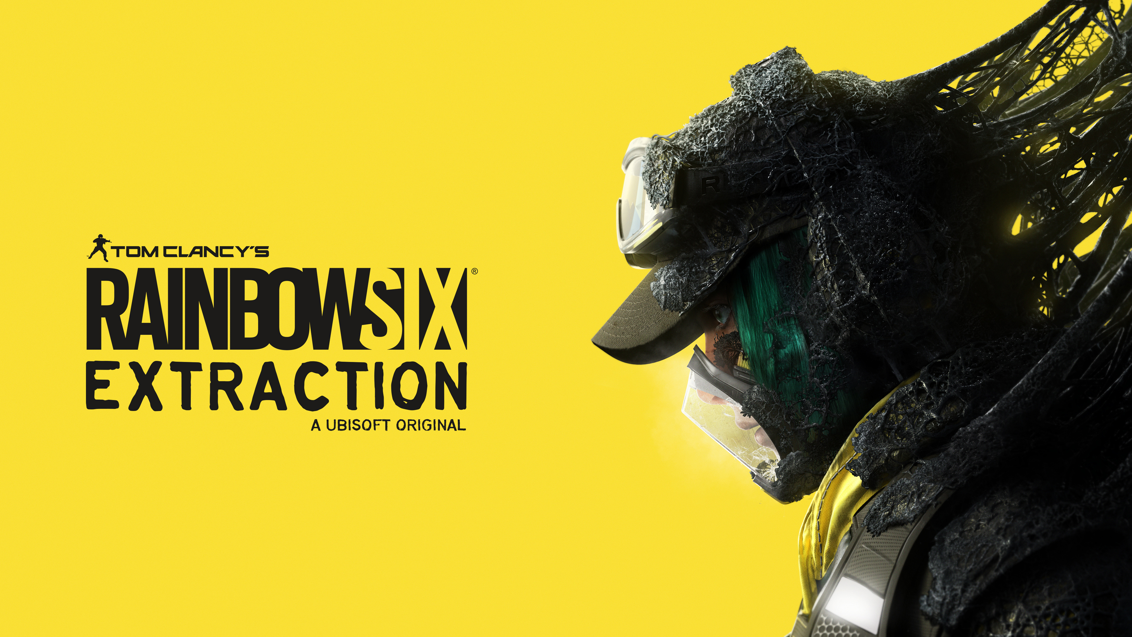 Tom Clancy's Rainbow Six Extraction, E3 2021, Spiele von 2021, Gelber Hintergrund, PC-Spiele, PlayStation 4, PlayStation 5, Xbox One, Xbox Series X und Series S