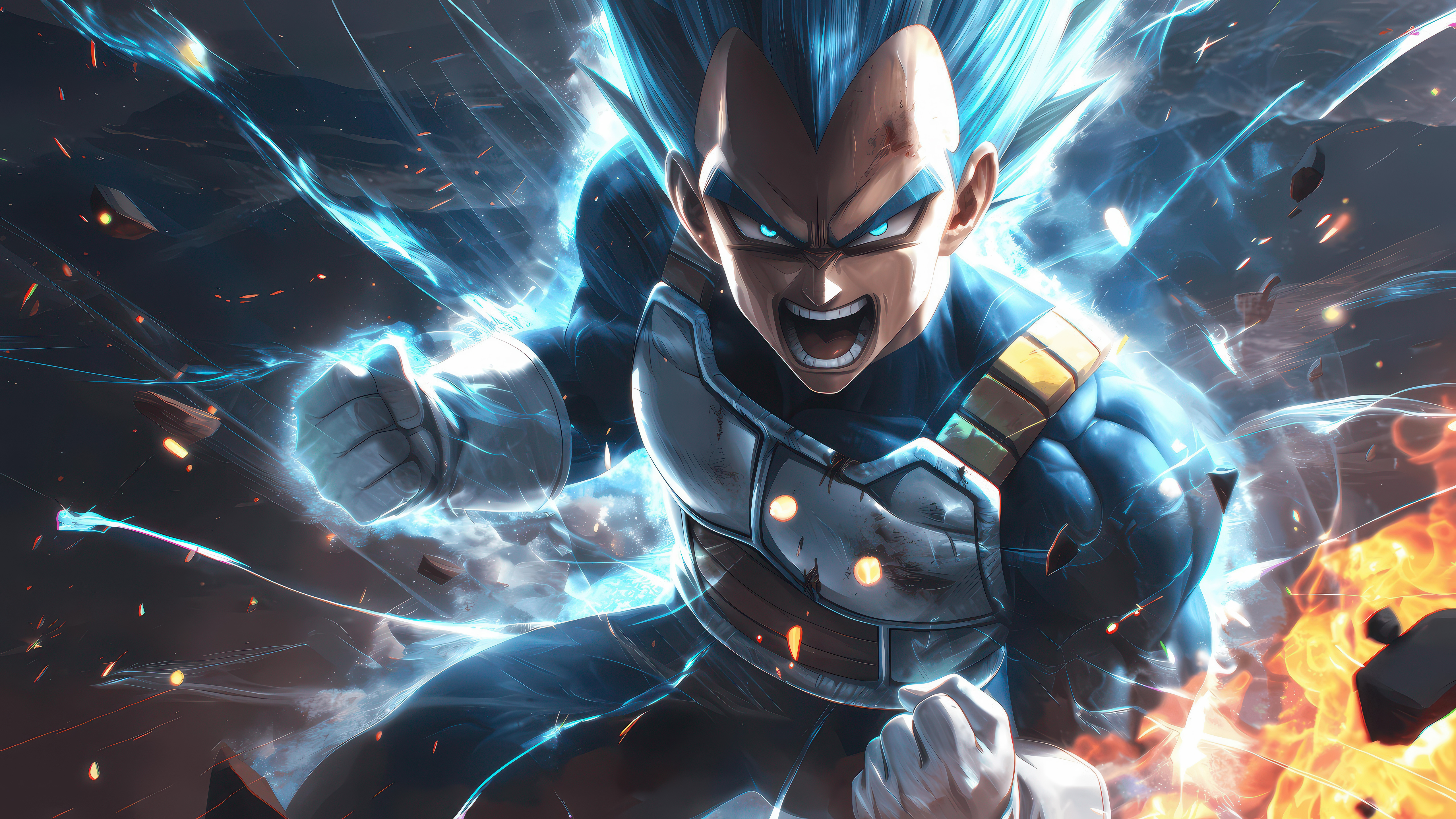 Vegeta, wütend, Dragon Ball, 5K, KI-Kunst