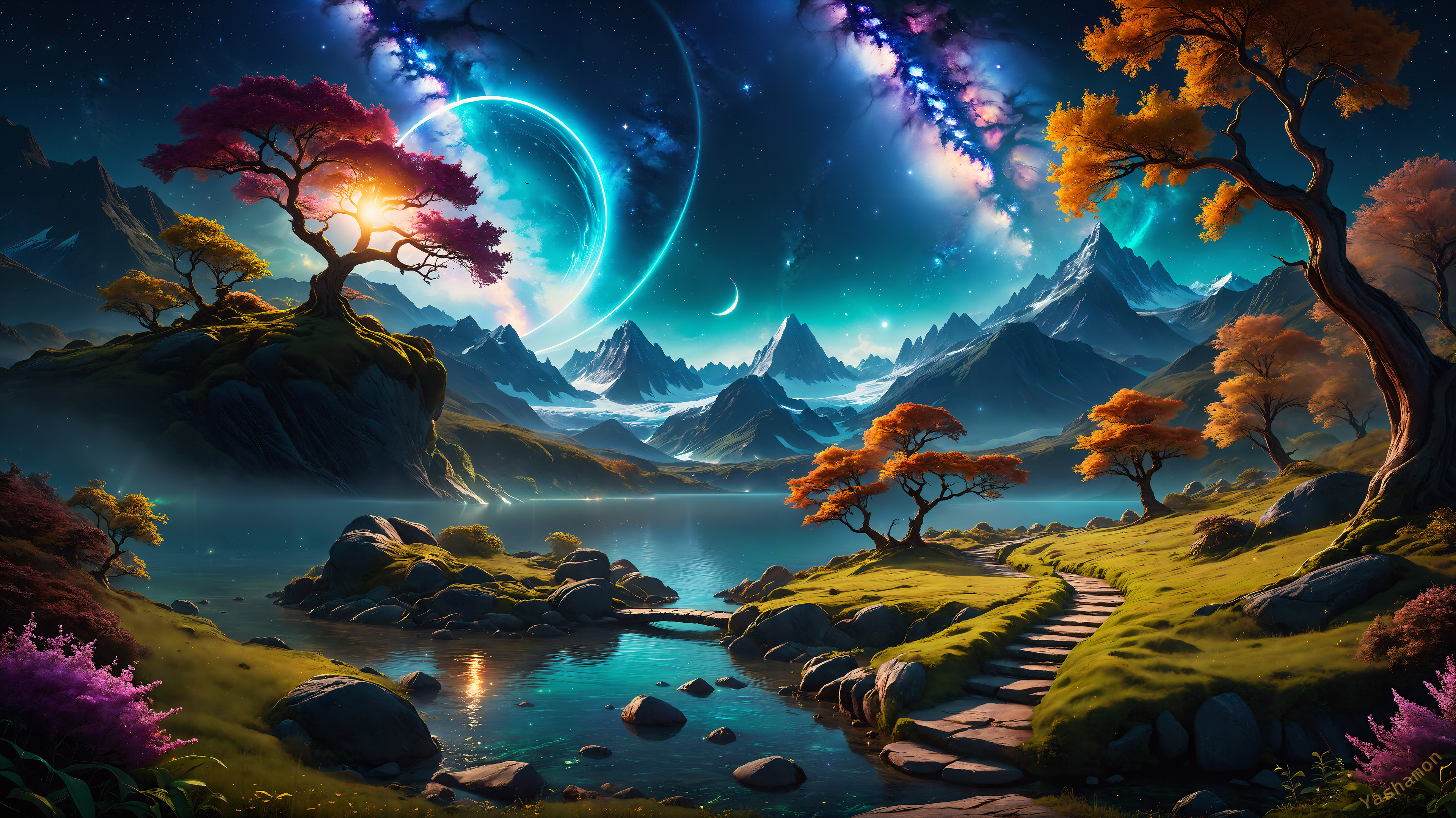 Verträumt, Landschaft, Surrealismus, Berge, Mystischer Himmel