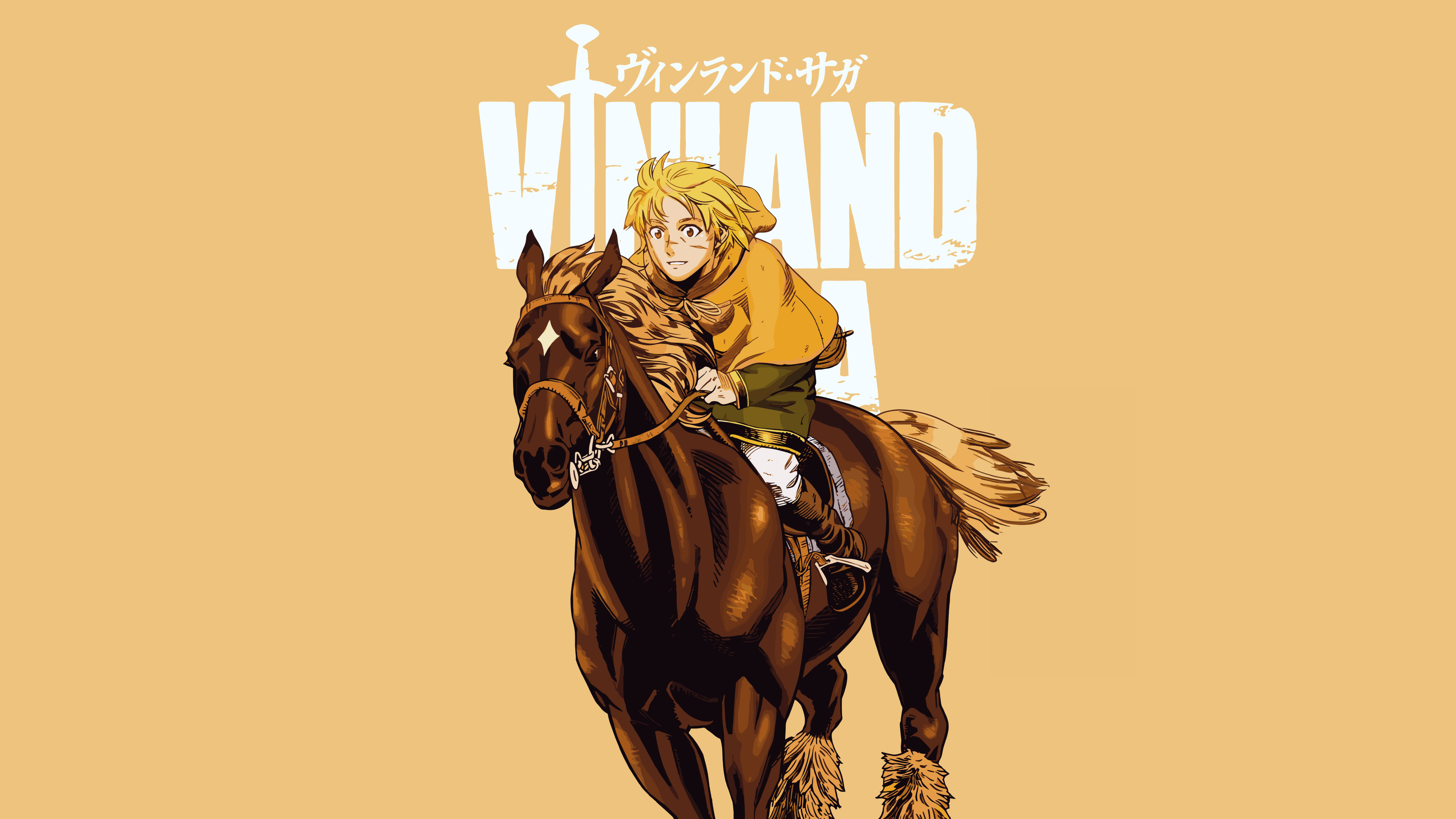 Vinland Saga, gelber Hintergrund, minimalistisch, 5K, Thorfinn