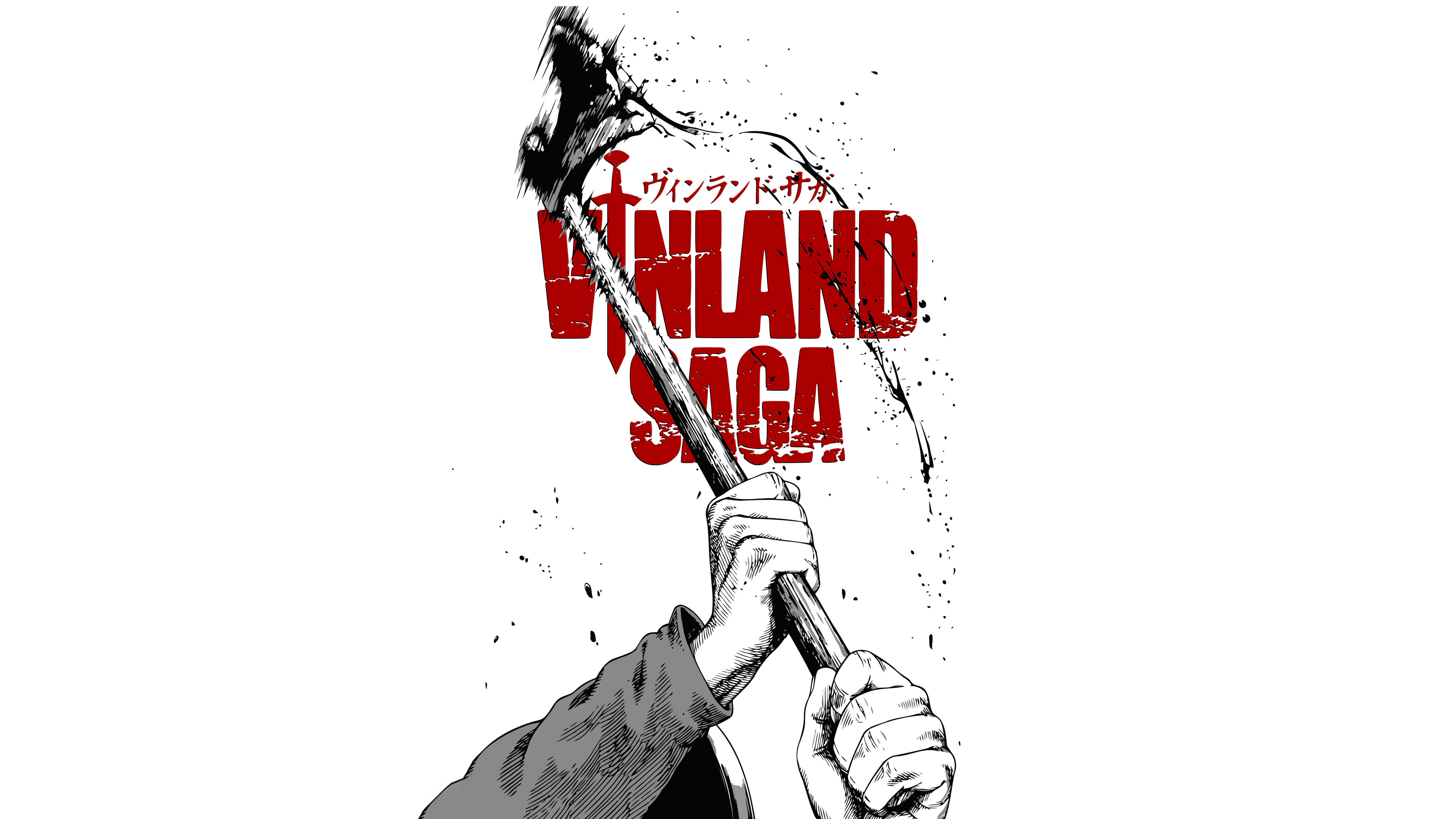Vinland Saga, minimalistisch, 5K, Schwarz-Weiß, weißer Hintergrund, Thorfinn