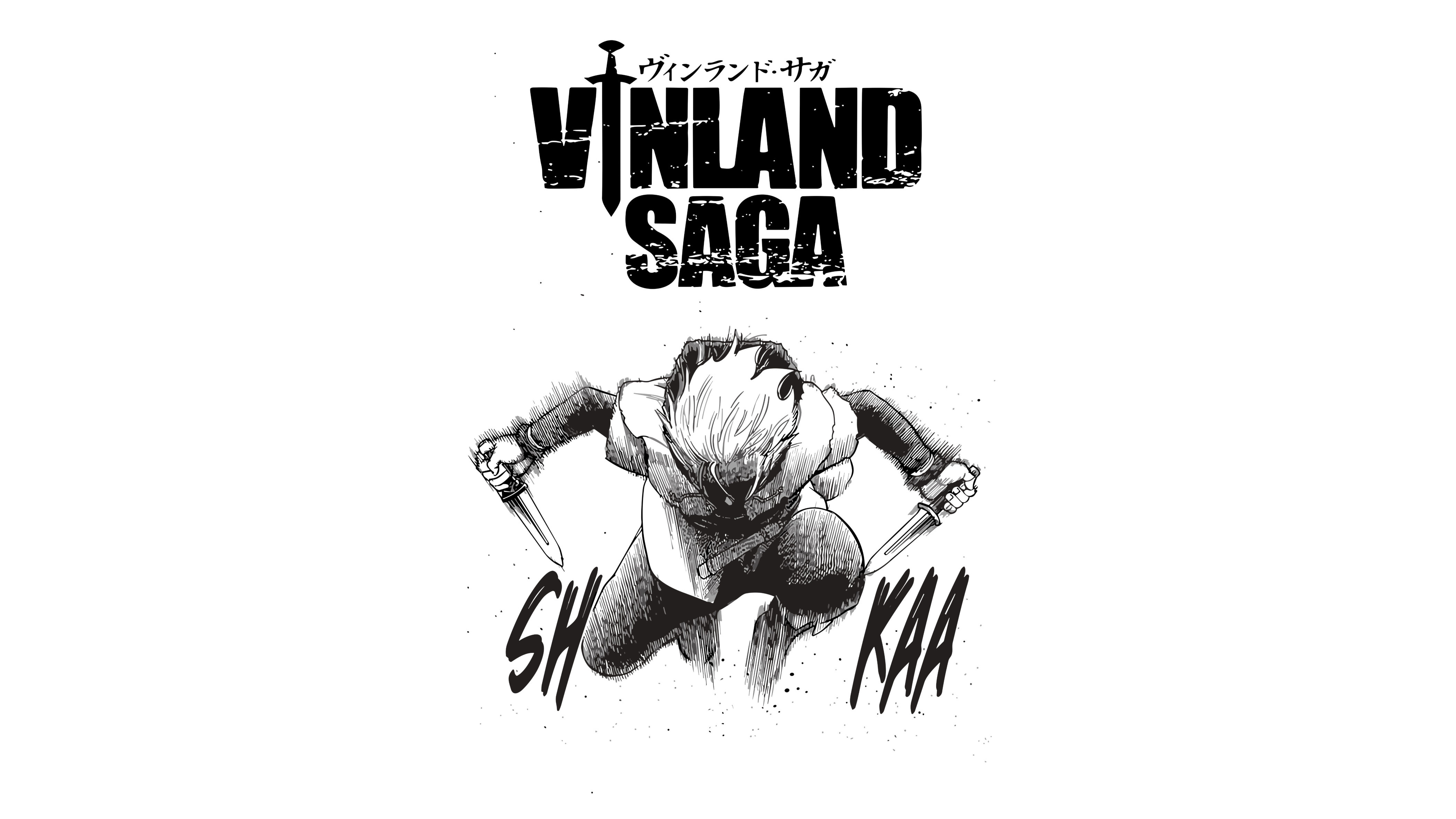 Vinland Saga, Schwarz-Weiß, Artwork, 5K, Thorfinn, weißer Hintergrund