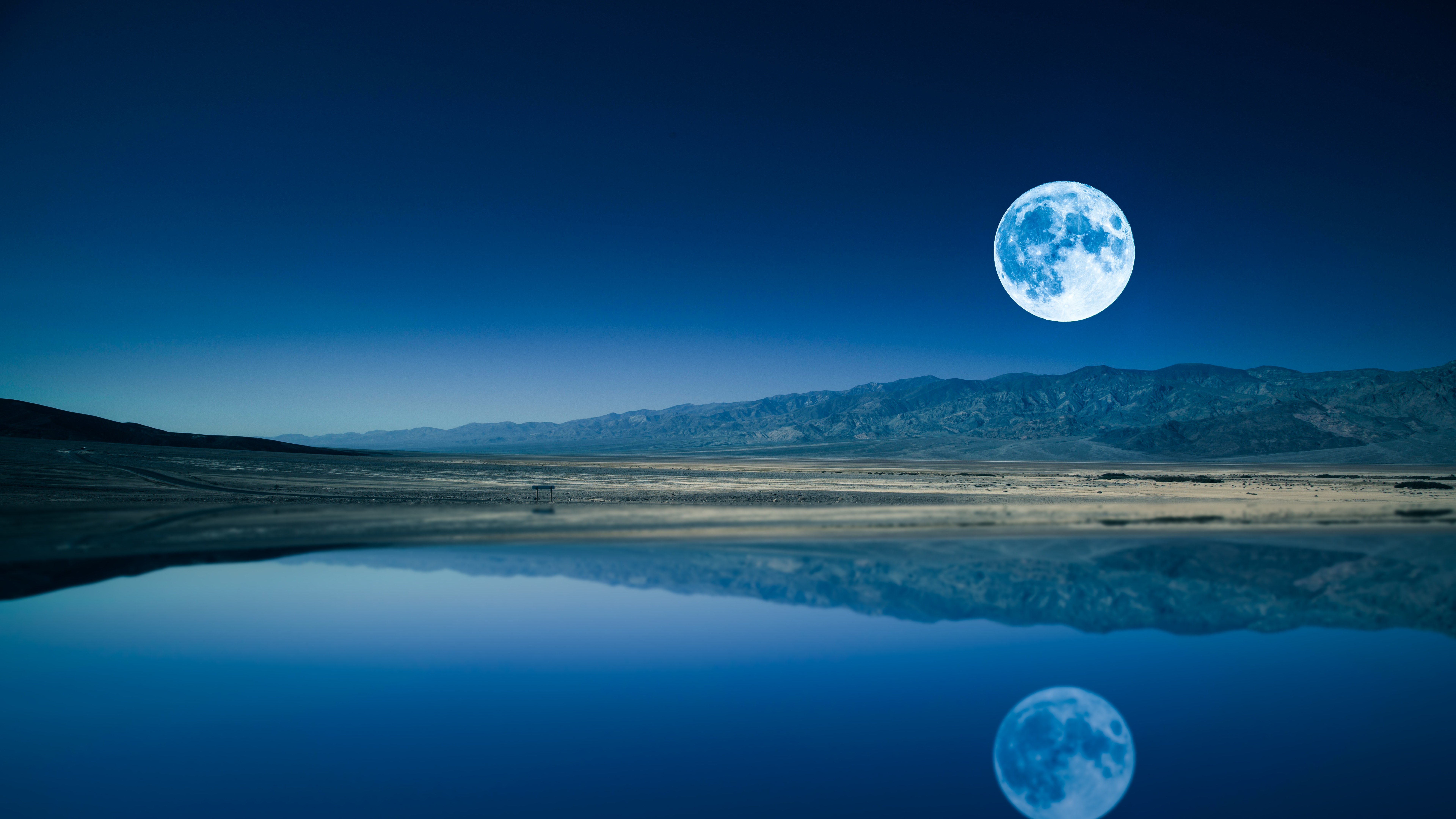 Vollmond, Nachtzeit, See, Gewässer, Spiegelung, Landschaft, Landschaftsbild, Sonnenuntergang, Dämmerung, Klarer Himmel, 5K, 8K