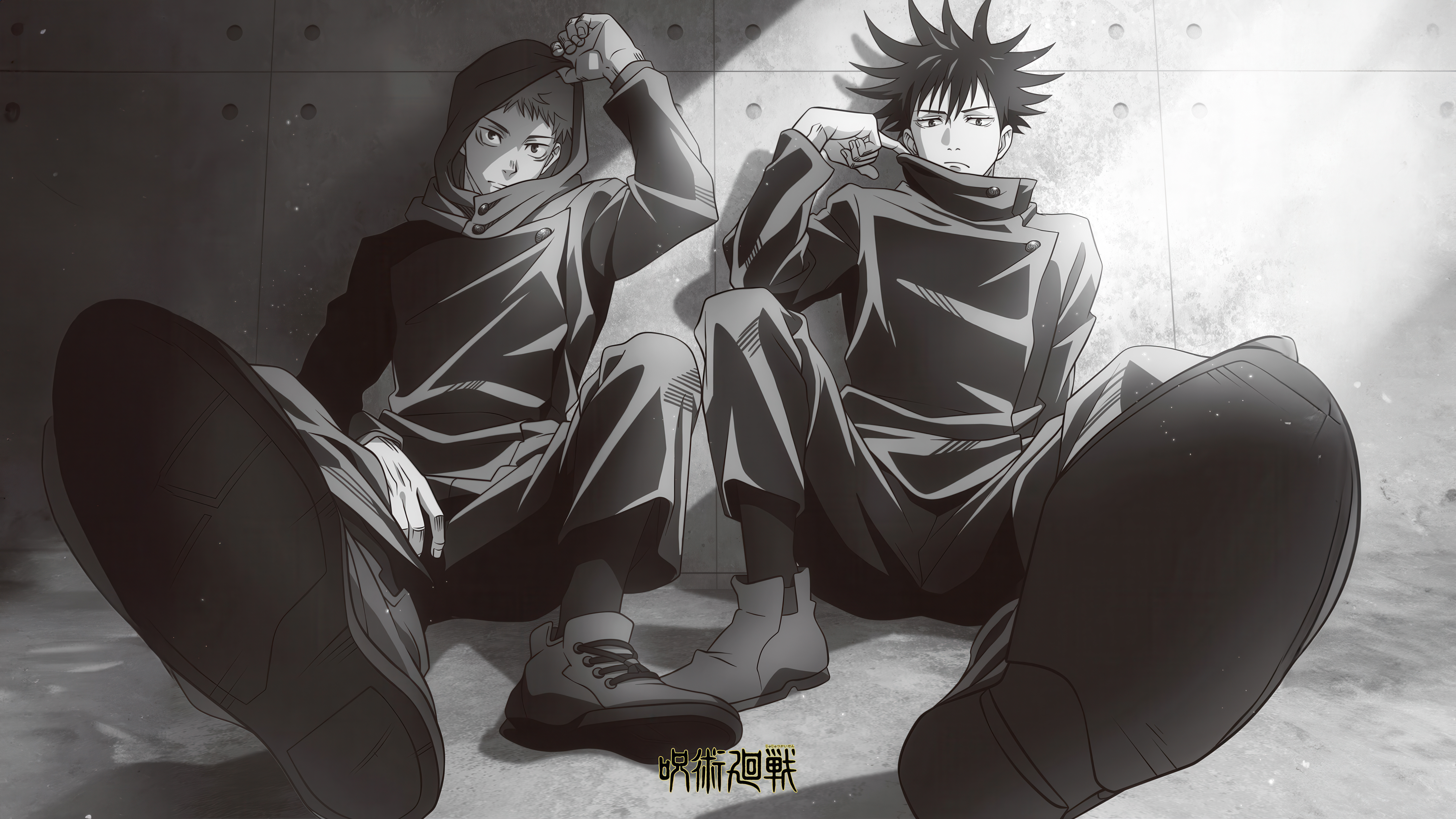Yuji Itadori, Megumi Fushiguro, Jujutsu Kaisen, Monochrom, 5K